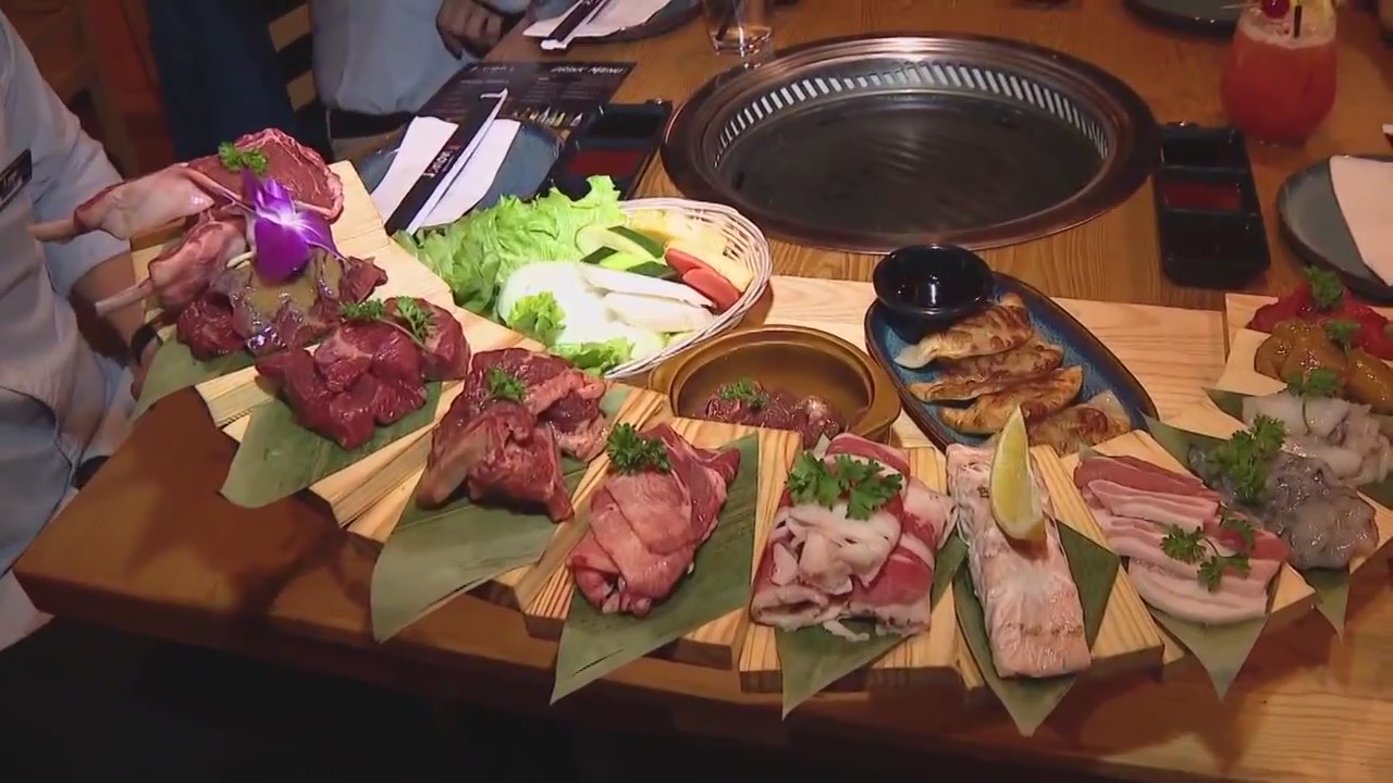 A Staircase of Food at Jomon Japanese BBQ