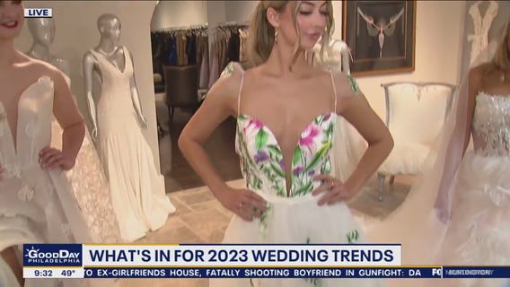 Texture, color and lots of sparkle are all on trend for wedding dresses this season