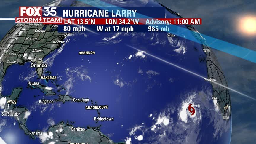 Hurricane Larry grows larger, stronger