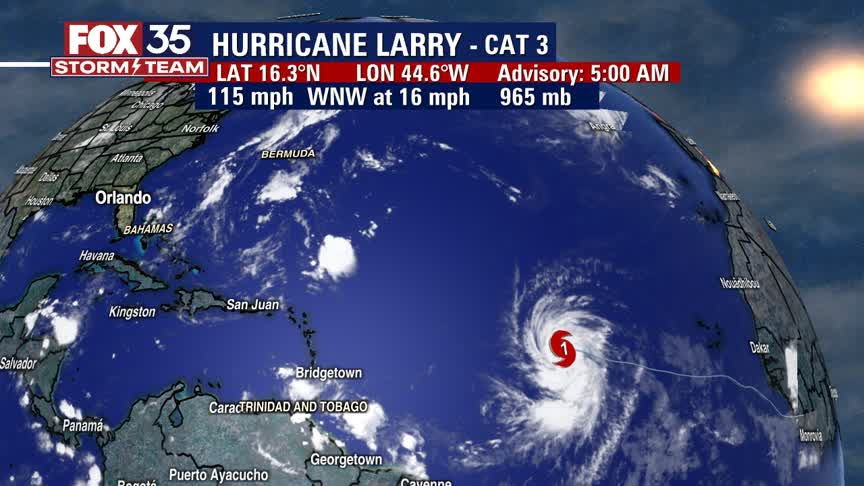 Hurricane Larry strengthens into major Cat 3 storm