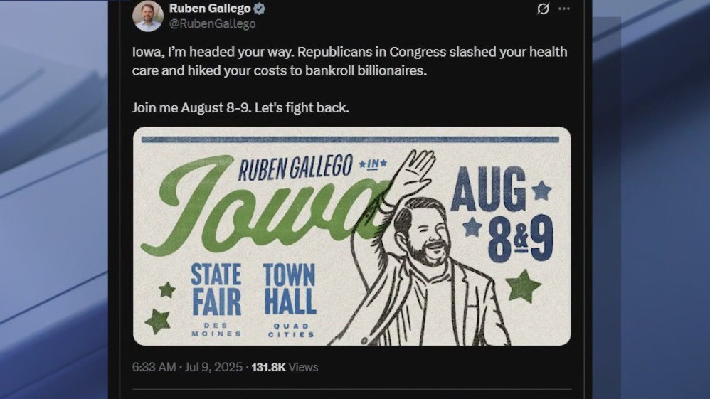 AZ Sen. Ruben Gallego to visit Iowa