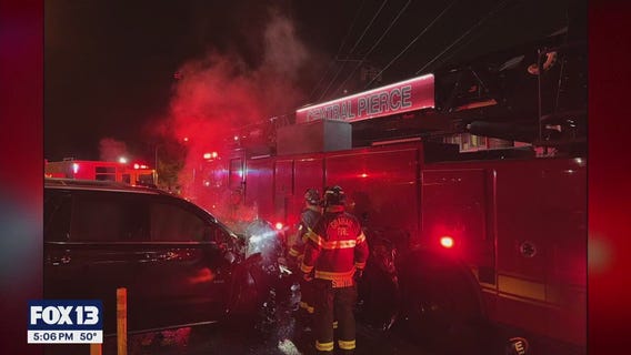 Suspected DUI driver slams into Fire Truck responding to Puyallup, WA house fire