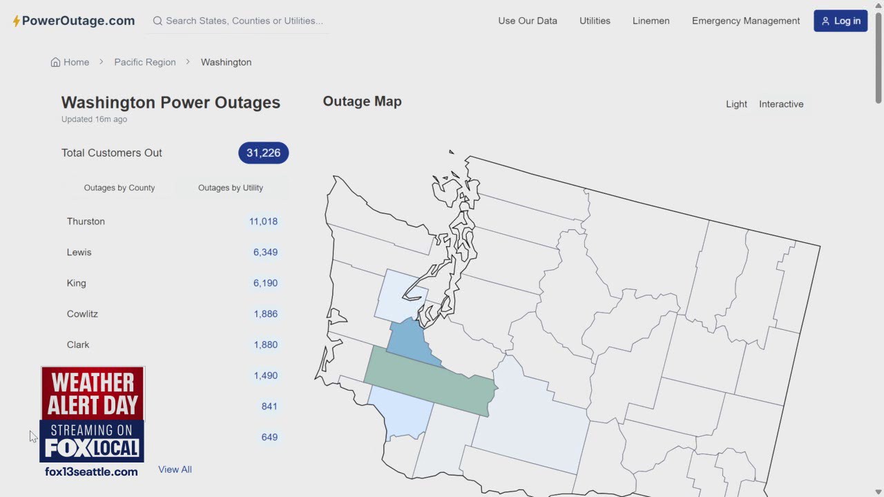 High winds and rain knock out power for thousands around western Washington