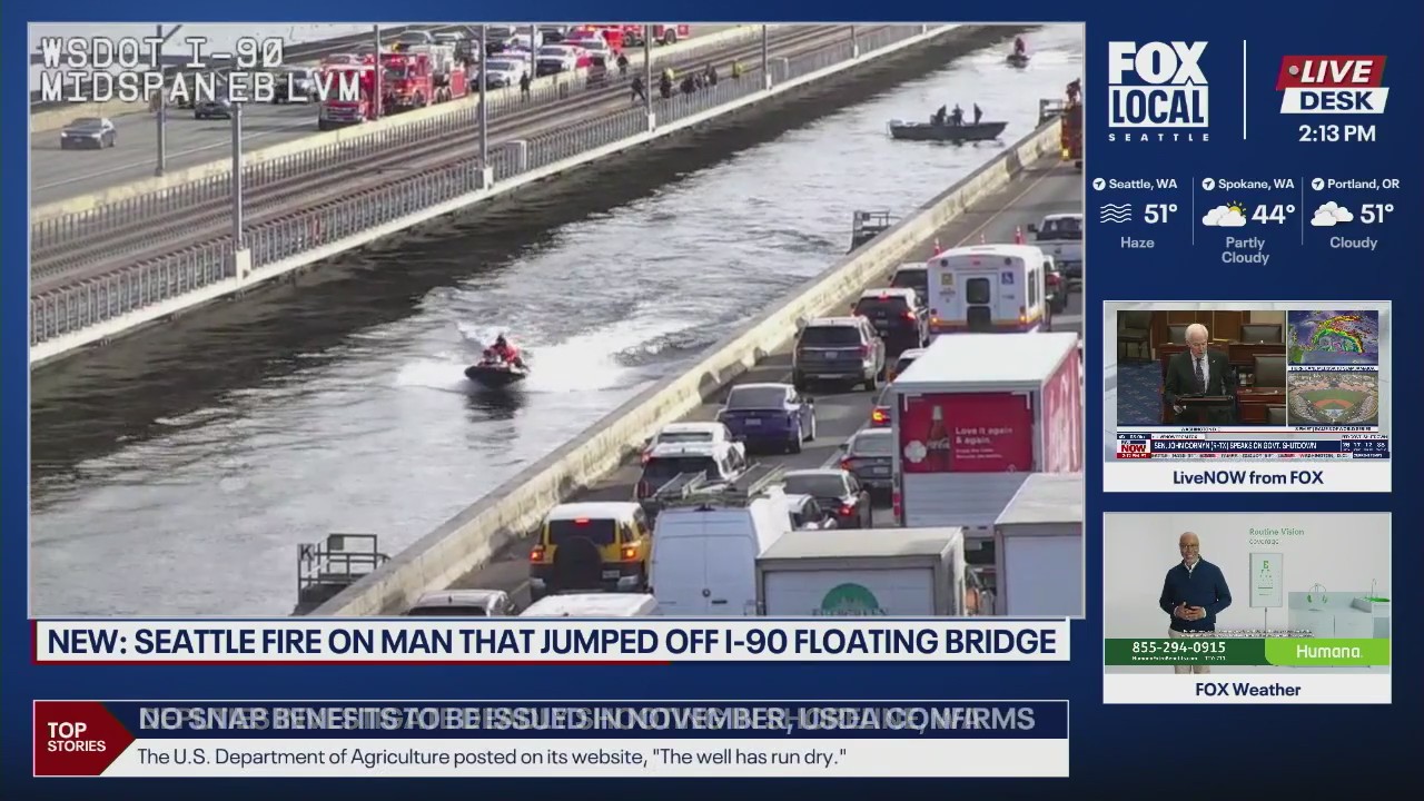Seattle fire rescues man after jumping off I-90 floating bridge