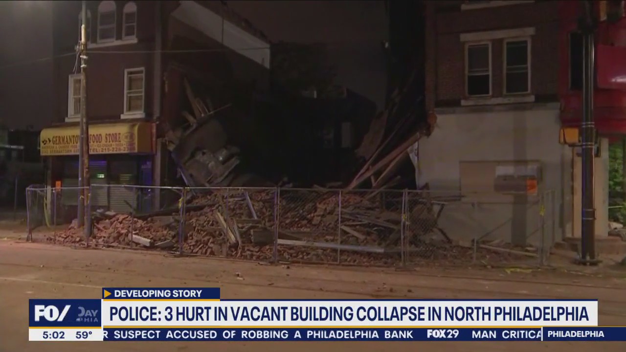 Police: 3 hurt in N Philly building collapse | FOX 29 Philadelphia