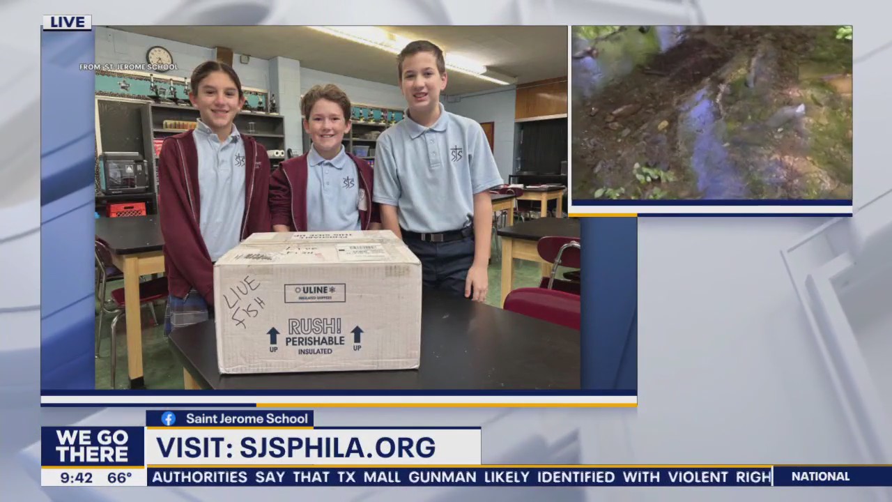 Local 6th grade students release trout into the wild