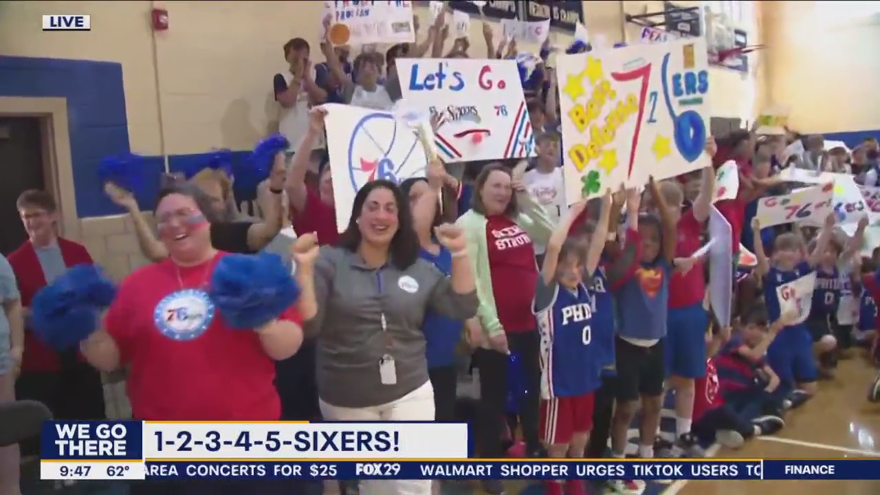 Fans celebrate the Sixers ahead of Game 6 in the semifinals