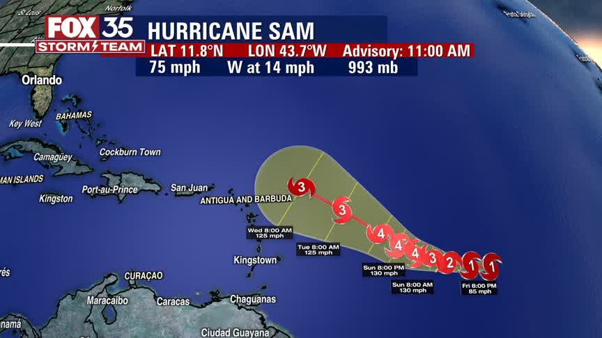 Hurricane Sam expected to strengthen into major Cat 4 storm