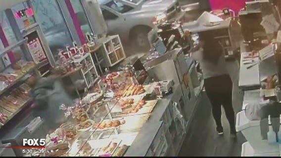 Pickup truck crashes into bakery in Rockville