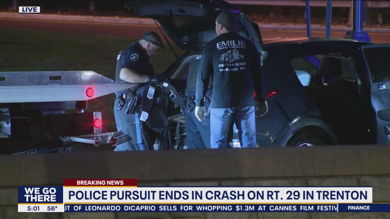 Police pursuit ends in crash on Rt. 29 in Trenton