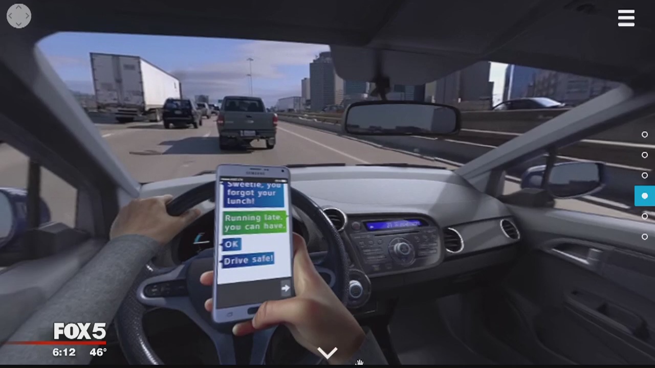 Distracted driving virtual reality simulator