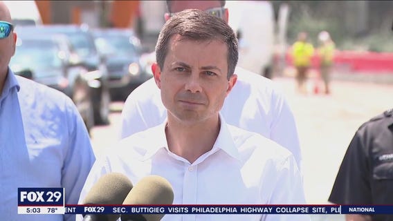 Transportation Sec. Pete Buttigieg tours wreckage of I-95 collapse