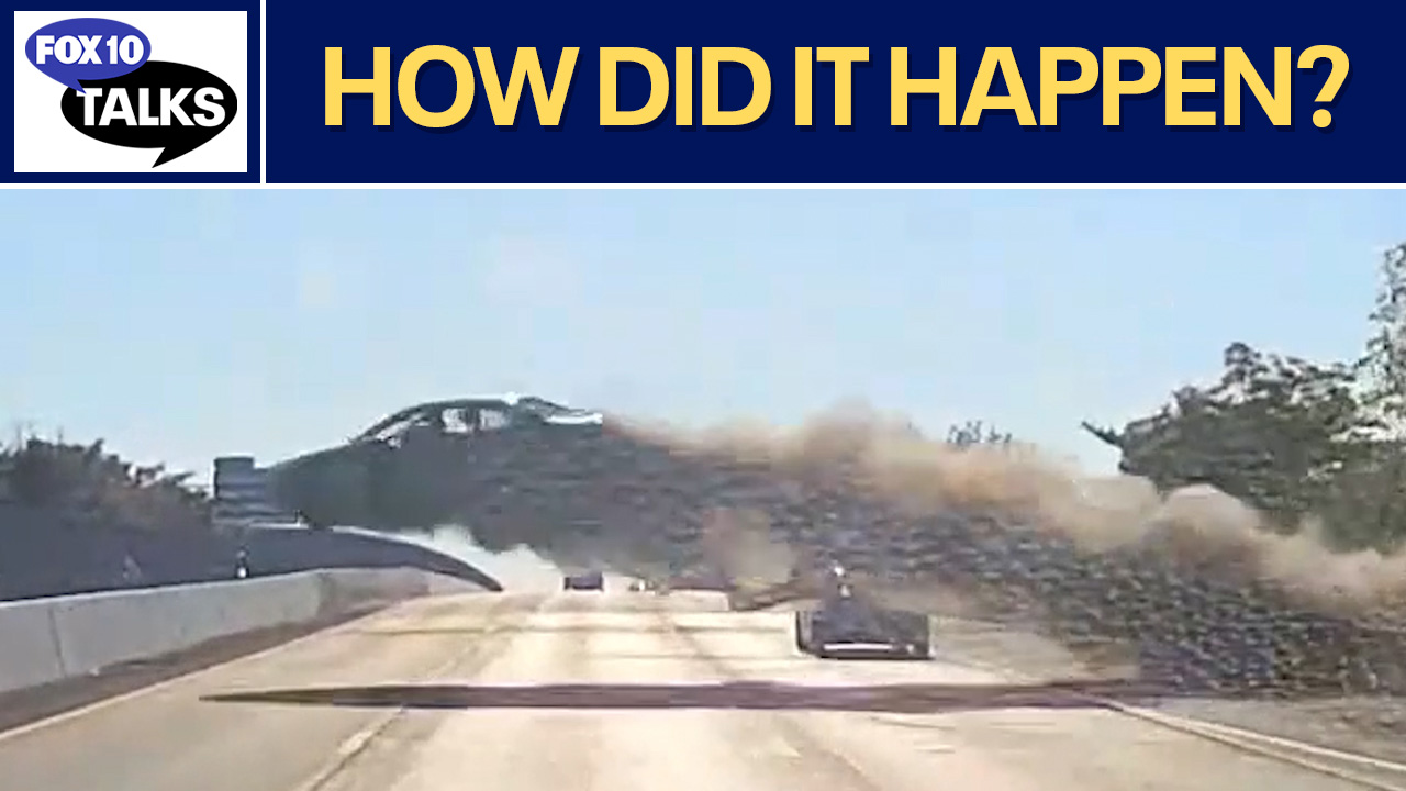 Car sails across freeway | FOX 10 Talks