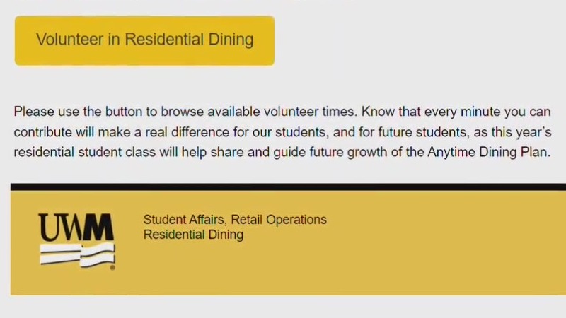 UWM 'volunteers' for dining halls sought, staff email shows
