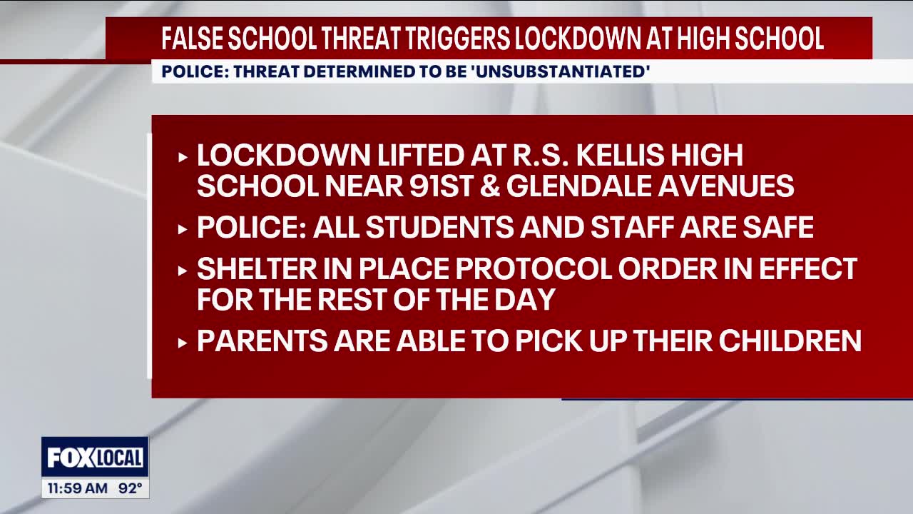 False threat triggers lockdown at Glendale high school: PD