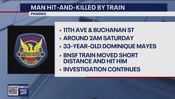 Man hit, killed by train near downtown Phoenix