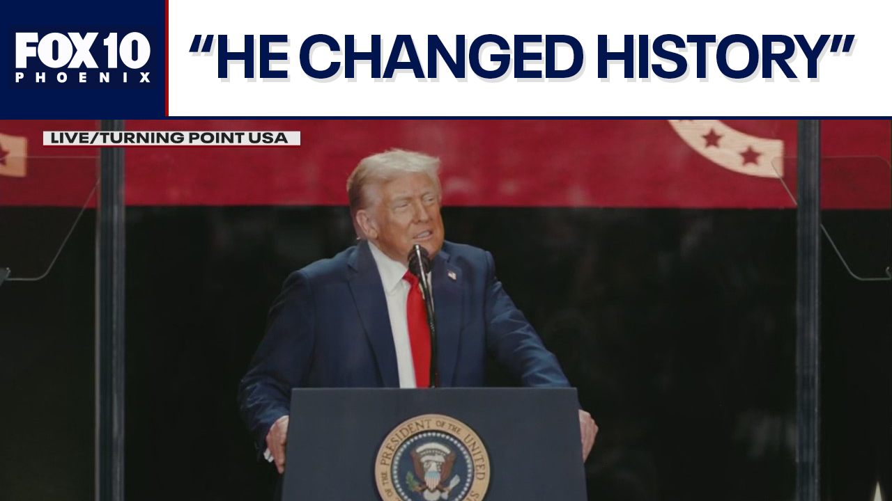 Donald Trump speaks at Charlie Kirk's memorial