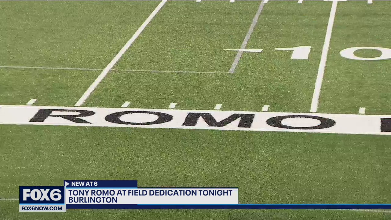 Burlington's Tony Romo Field dedicated; Romo and family attend