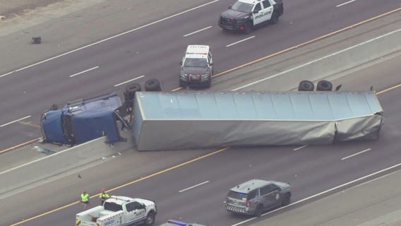 Semi rollover crash on I-10 at Verrado Way