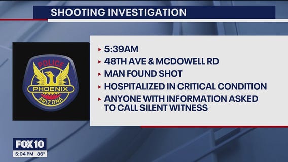 Suspect unknown after gunshot leaves man critically injured in Phoenix