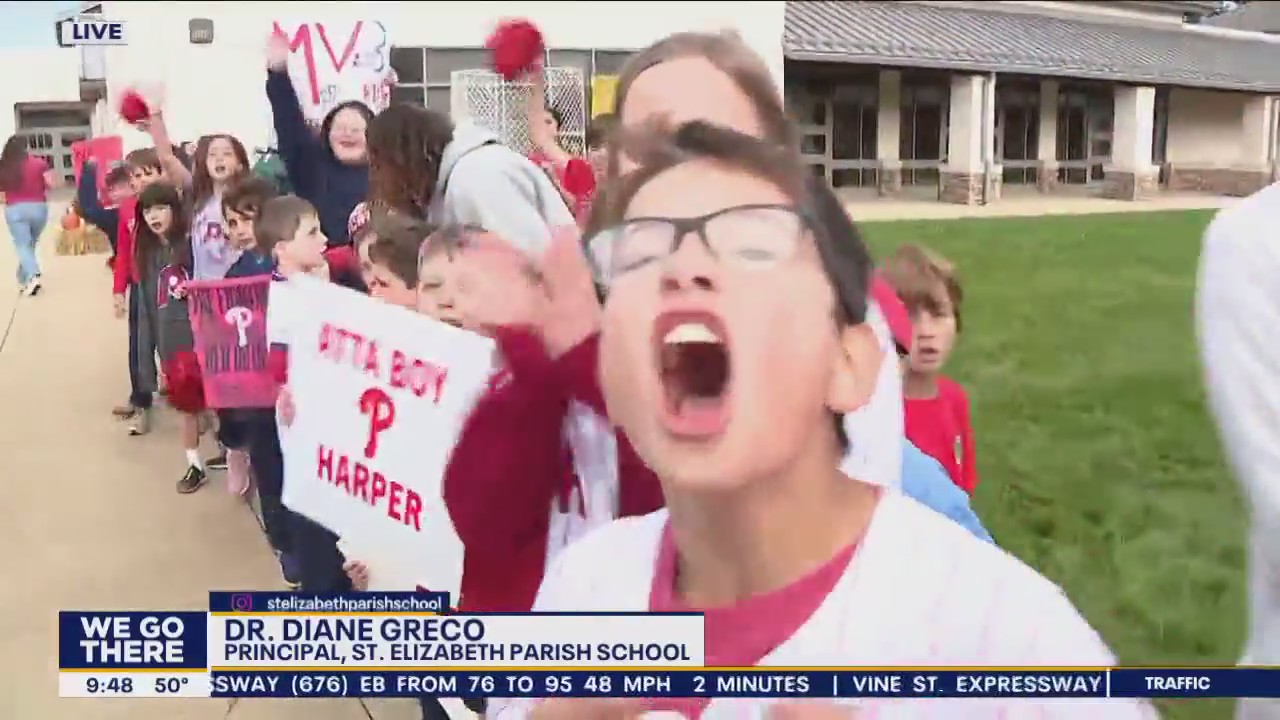 Phillies pep rally at St. Elizabeth's Parish School