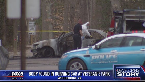 Body found inside burned out car in Woodbridge park, Prince William County police say