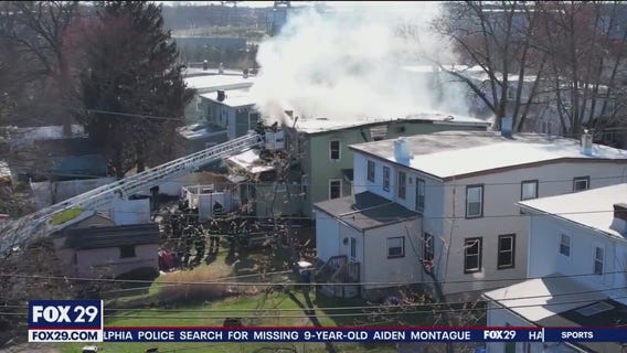 Firefighters battle duplex fire in Burlington County
