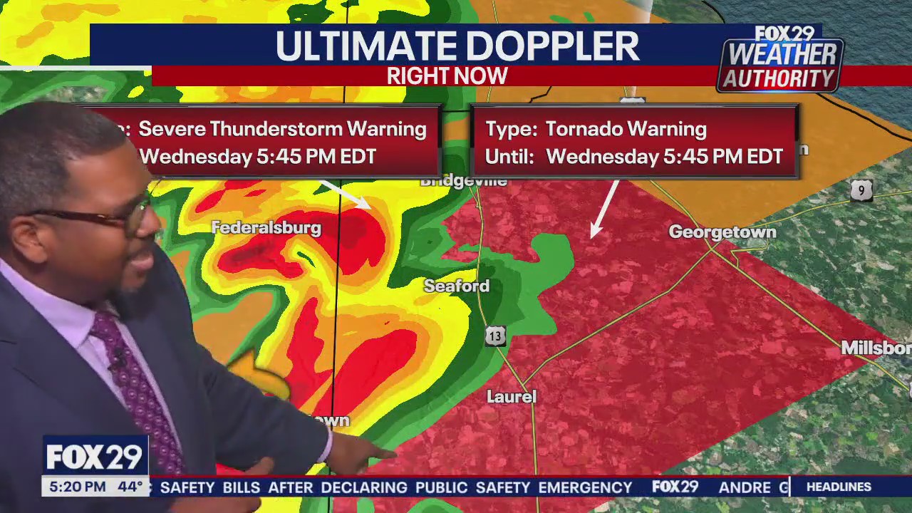 Tornado warning issued for Sussex County, Delaware