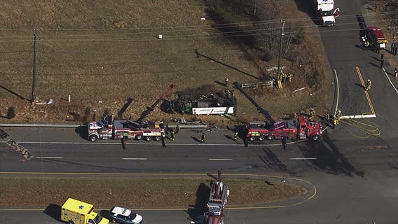 Oxygen truck overturns in Manassas