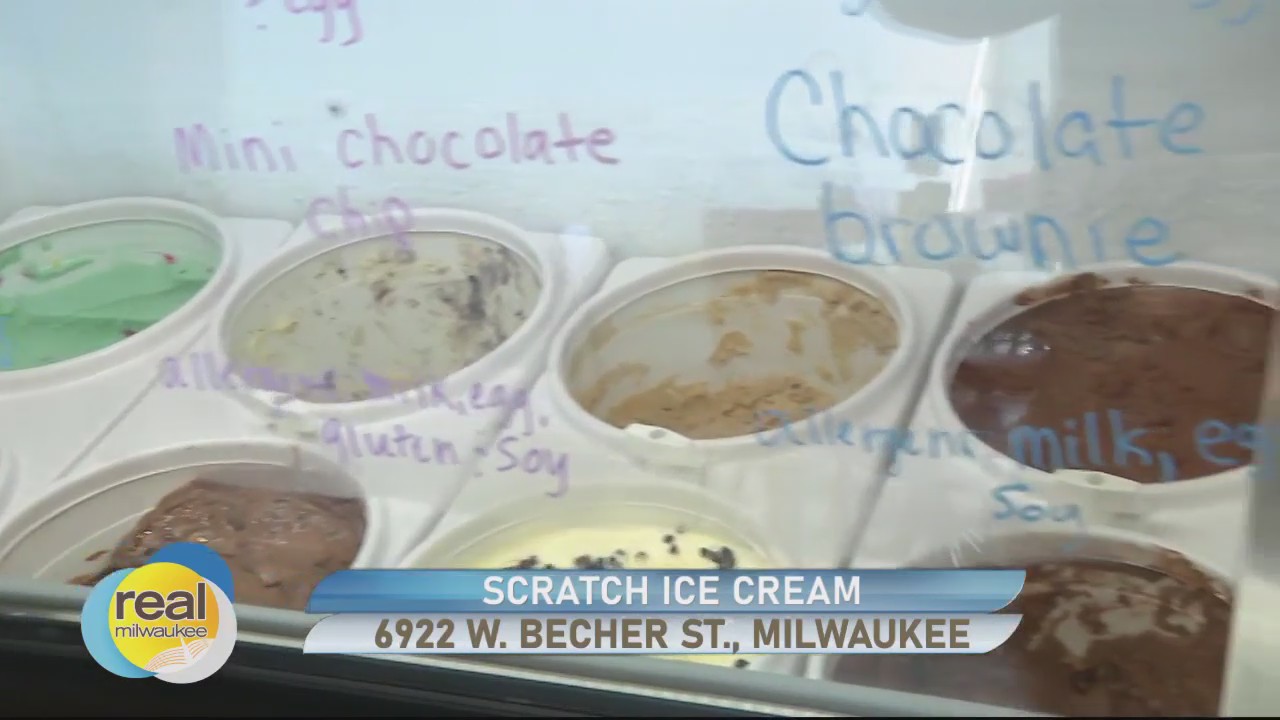 Scratch Ice Cream serving scoops and pints next to Archie's Flat Top