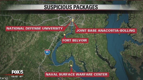 FBI investigating suspicious packages at DC-area military bases