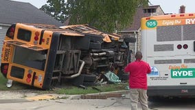 Racine school bus, city bus crash