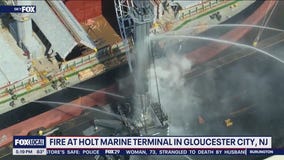 Crane, vessel catch fire under Walt Whitman Bridge in Gloucester City