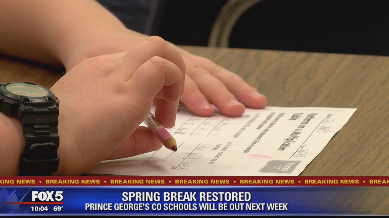 Spring break fully restored for Prince George's County Public Schools
