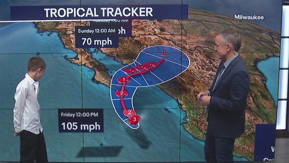 11-year-old Duncan helps Rob with the weather