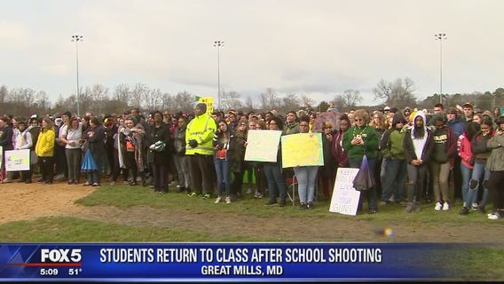 Maryland high school students return to class for first time since deadly shooting