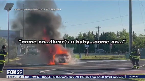 Heroic men help save family from car fire in Delaware