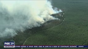Tea Tree Hill Wildfire burning in Wharton State Forest