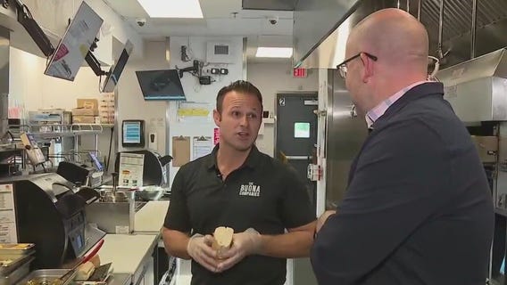 Buona's classic Italian beef sandwich