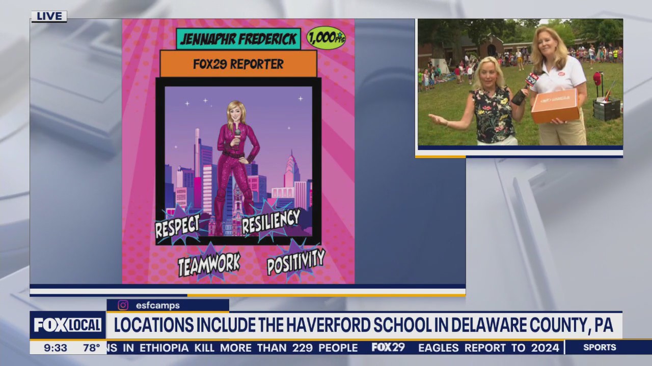 Jenn Fred gets her own superhero trading card at Delco ESF Camp