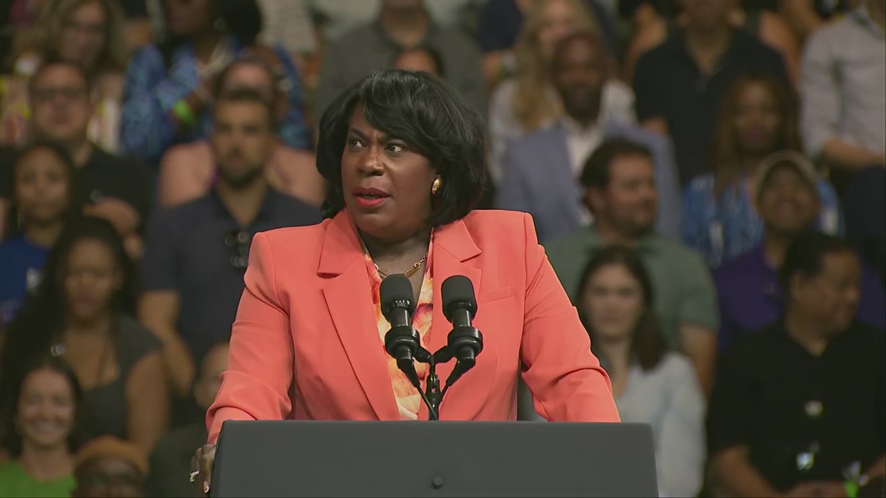 Philadelphia Mayor Cherelle Parker speaks at campaign rally for Kamala Harris, Tim Walz