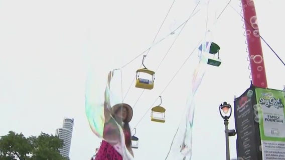 Meeting the bubble performer at Summerfest