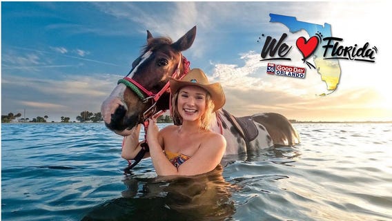 You can swim with a horse along this Florida beach
