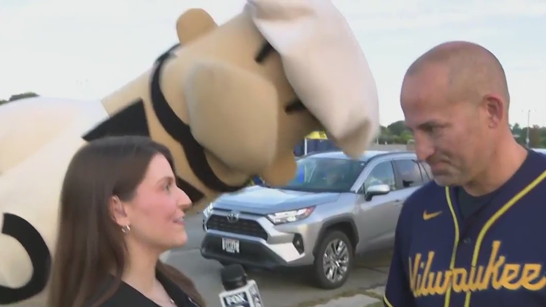 Tarek Saleh at Brewers postseason prep rally