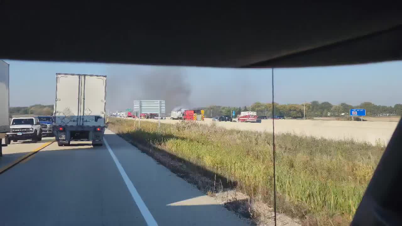Semi trailer fire on I-94 in Kenosha County