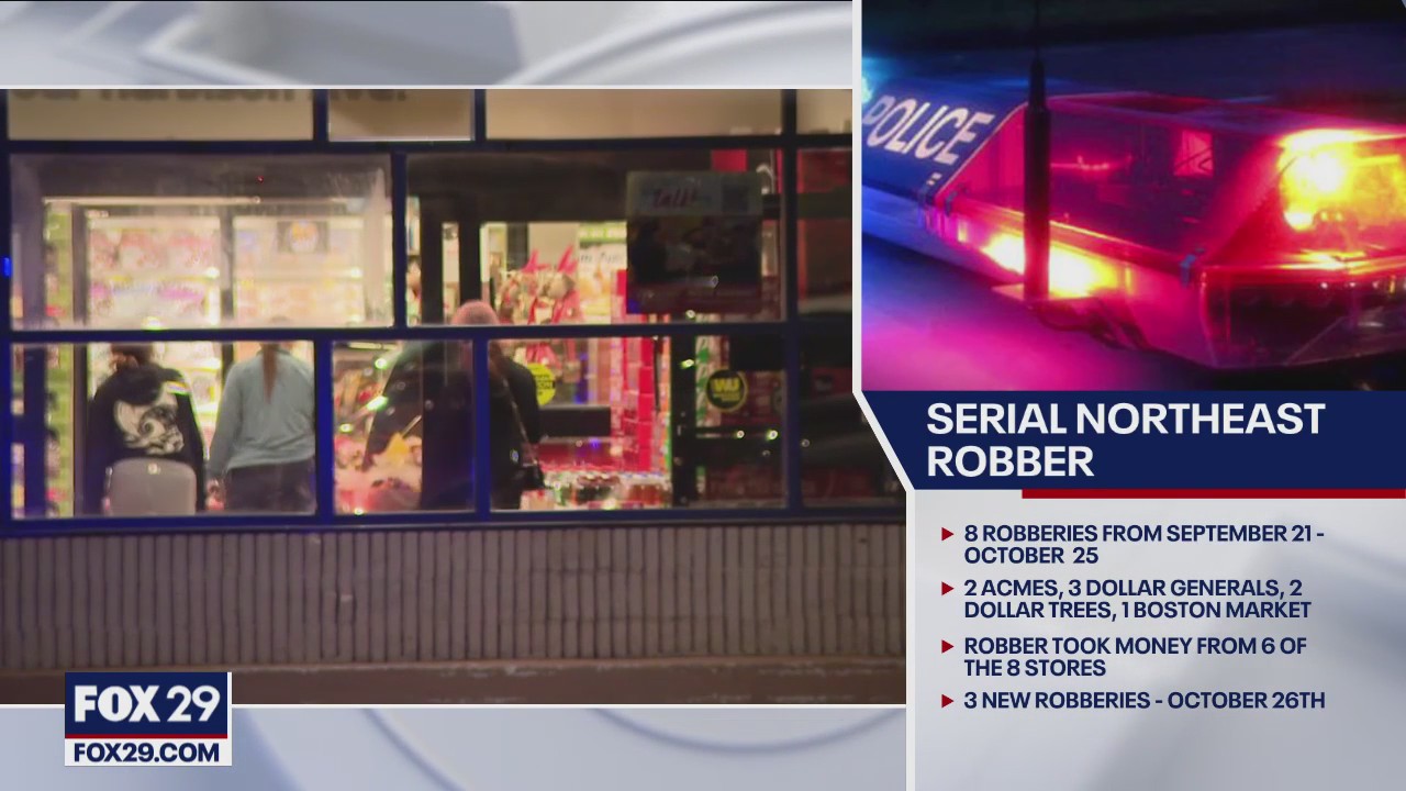 Police search for suspect in connection with 3 armed robberies | FOX 29 ...