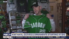 Checking out fresh Eagles gear at Monkey's Uncle