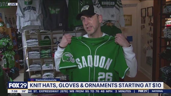 Checking out fresh Eagles gear at Monkey's Uncle