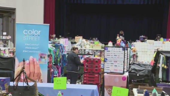 Checking out the merch at Rummage-O-Rama