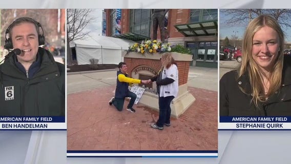 Getting engaged at the Brewers home opener